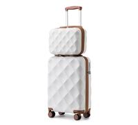 British Traveller Juego de Maletas 2 Piezas 31/54cm Maleta Cabina Neceser Maletas de Viaje con 4 Ruedas Dobles y Cierre de Combinación (Blanco)