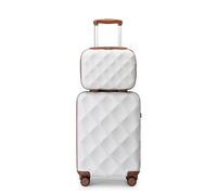 British Traveller Juego de Maletas, 31/54CM Maleta de Viaje Cabina Rígida con 4 Ruedas,Blanco