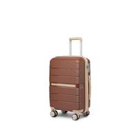 British Traveller Maleta Cabina 56cm PP Ligera TSA 4 Ruedas Marrón | Gran Capacidad Para Viajes Largos Y Familia, Protege Tus Objetos Gracias A Su Estructura Sólida Y Resistente