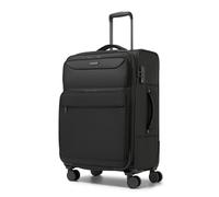 British Traveller Maleta Media Expansible 68,5cm Trolley Medio Rígido con 4 Ruedas Giratorias y Cerrado TSA, Negro