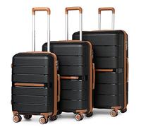 British Traveller Set Maletas 3 Piezas PP Ligera TSA 56/66/76cm Negro | Gran Capacidad Para Viajes Largos Y Familia, Protege Tus Objetos Gracias A Su Estructura Sólida Y Resistente