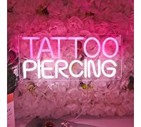 Britrio TATTOO - Letrero de neón con luz LED rosa para decoración de pared para piercing corporal, tiendas de negocios, belleza, spa, hombre, cueva, garaje, oficina, regalo de cumpleaños en interiores