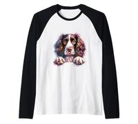 Brittany English Springer Spaniel Cocker Spaniels Cara de Perro Camiseta Manga Raglan