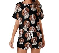 Brittany Spaniel - Lindo conjunto de pijama para mujer, 2 piezas, manga corta, ropa de dormir y pantalones cortos, Estilo:, XL