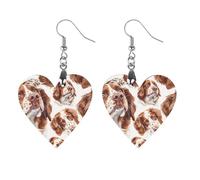 Brittany Spaniel - Pendientes colgantes de madera para mujer, diseño de perro, Circular, Madera, Sin piedra preciosa