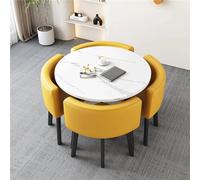 BritToyze Mesa redonda de mármol con asientos de respaldo, cómoda y elegante, juego de mesa de comedor y sillas compactas para múltiples ajustes (#9,85 x 75 cm (ancho x alto)