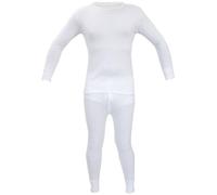 Britwear Conjunto de ropa interior térmica oficial para niños, set completo de invierno, calzoncillos largos y camiseta de manga larga, blanco, 9-11 Años