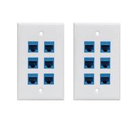 BRIUERG 2X Placa de Pared Ethernet 6 de 6 Puertos, Placa de Pared Ethernet Hembra-Hembra ExtraíBle Compatible con Cat7 / 6