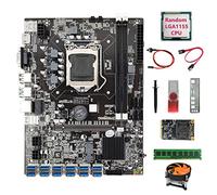 BRIUERG Placa base B75 12USB ETH Miner+CPU+DDR4 4G RAM+128G SSD+controlador USB 64G +ventilador+cable SATA+cable de interruptor+grasa térmica