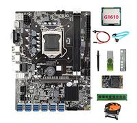 BRIUERG Placa base B75 ETH Miner 12USB+G1610 CPU+DDR4 4G RAM+128G SSD+controlador USB 64G +ventilador+cable SATA+cable de interruptor+grasa térmica