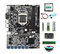 BRIUERG Placa base B75 ETH Miner 12USB+G1630 CPU+DDR4 4G RAM+128G SSD+controlador USB 64G +ventilador+cable SATA+cable de interruptor+grasa térmica