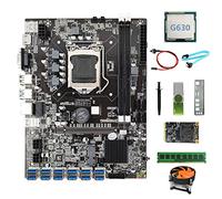 BRIUERG Placa base B75 ETH Miner 12USB+G630 CPU+DDR4 4G RAM+128G SSD+controlador USB 64G +ventilador+cable SATA+cable de interruptor+grasa térmica