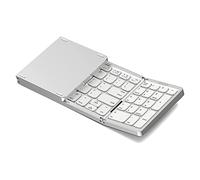 BRIUERG Teclado inalámbrico plegable y recargable por USB para iOS, Android, PC, portátil, smartphone, color plateado