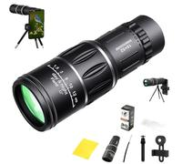 Brivibe Monocular Bifocal Optical Zoom Telescope, 16X52 High Definition Monocular Telescope with Smartphone Adapter Tripod for Bird Watching, Hiking, Travel (1 Set)