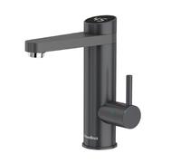 Briwellna Grifo de acero inoxidable con caño giratorio de 120°, grifo de agua caliente de 220 V, calentador de agua sin depósito de 3,2 kW, grifo eléctrico para baño (gris)