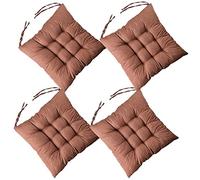 BRIXBEE 4 Almohadillas Suaves para Silla, Almohadillas para Asiento de Silla con Lazos, Cojines para sillas de Comedor para jardín, Patio, Cocina y Comedor (marrón, 45 x 45 cm)