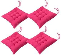 BRIXBEE 4 Almohadillas Suaves para Silla, Almohadillas para Asiento de Silla con Lazos, Cojines para sillas de Comedor, para jardín, Patio, Cocina, Comedor (Rosa Oscuro, 45 x 45 cm)