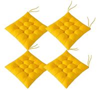 BRIXBEE 4 Almohadillas Suaves para Silla, Almohadillas para Asiento de Silla con Lazos, Cojines para sillas de Comedor para jardín, Patio, Cocina, Comedor (Amarillo, 45 x 45 cm)