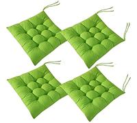 BRIXBEE 4 Almohadillas Suaves para Silla, Almohadillas para Asiento de Silla con Lazos, Cojines para sillas de Comedor para jardín, Patio, Cocina y Comedor (Verde, 45 x 45 cm)