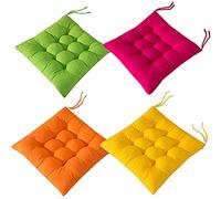 BRIXBEE 4 Almohadillas Suaves para Silla, Almohadillas para Asiento de Silla con Lazos, Cojines para sillas de Comedor para jardín, Patio, Cocina y Comedor (40 x 40 cm)