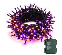 BrizLabs Halloween Guirnalda Luces Naranja Púrpura, 10M 100 LED Navidad Cadena Luces Interior Pilas 8 Modos Impermeable Exterior Luces de Árbol Navidad Decoración para Balcón Hogar Habitacion Partido