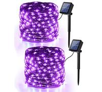 BrizLabs Luces de Cadena de Halloween Solar Exterior, 2 Paquete 14M 120 LED Púrpura Guirnalda Luces Impermeable 8 Modos Luces de Árbol Navidad Decoración para Jardín Terraza Patio Fiesta