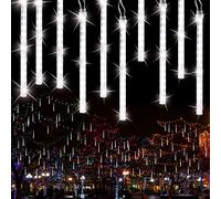 BrizLabs Luces de Navidad LED Exterior 30cm 10 Tubos 240 LED Meteoros Lluvia Luces Impermeable IP44 Guirnalda Decoración para Árbol de Navidad Jardín Patio Bodas Fiesta, Blanco Frío