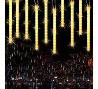 BrizLabs Meteoros Lluvia Luces 30cm 10 Tubos 240 LED Guirnalda Luces LED Exterior Impermeable IP44 Navidad Decoración para Árbol de Navidad Jardín Patio Bodas Fiesta, Blanco Cálido