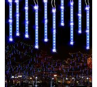BrizLabs Meteoros Lluvia Luces 30cm 10 Tubos 240 LED Luces de Navidad LED Exterior Impermeable IP44 Guirnalda Decoración para Árbol de Navidad Jardín Patio Bodas Fiesta, Azul