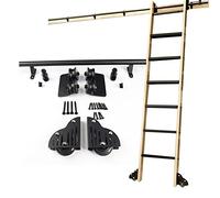 BRJOY Kit de Escalera Deslizante Biblioteca Rolling Ladder Rail Rail |Escaleras rodantes para el Armario de almacén de estanterías Conjunto de Kit de Hardware de Escalera móvil (sin Escalera)