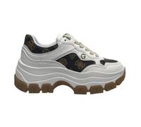BRKENT Scarpe donna Guess sneaker zeppa Brecky3 ecopelle embossed white brown DS24GU06 FLPBR3FAL12 38