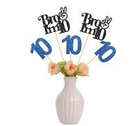 Bro I'm 10 palitos de centro de mesa - Decoración de mesa para fiesta de cumpleaños de niño de diez años - Suministros de decoración para cabina de fotos de fiesta de cumpleaños 10 - Paquete de 12