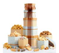 Broadway Basketeers Cesta de regalo de torre, regalos para mujeres, hombres, familias, universidad: agradecimiento, felicitaciones, corporativo, paquete de cuidado Get Well Soon