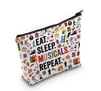 Broadway - Bolsa de cosméticos con texto en inglés "Eat Sleep Musicals Repeat Teatro", Blanco roto., big, MUSICALS REPEAT UK