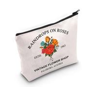 Broadway - Bolsa de maquillaje con diseño de gotas de lluvia en rosas de 1965, regalo para amantes del teatro musical, Raindrops Bag EU, Bolsa de cosméticos con impresión