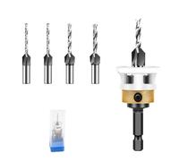 Broca Avellanadora Con Tope De Profundidad, Cabezal De Aleación De Cuatro Flautas, Orificio Cónico, Taladro Escalonado Ajustable For Tornillo Oculto, Herramienta De Carpintería(4PCS 8mm-10mm)
