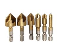 Broca avellanadora con vástago hexagonal, Avellanador desbarbador de chaflán HSS 1/4 pulgada, vástago hexagonal 90 grados, cinco flautas, 6-19 mm, 3 o 6 piezas((6pcs))