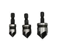 Broca avellanadora de vástago hexagonal de 5 flautas para biselado suave en proyectos de carpintería, 3 tamaños para resultados suaves, vástago hexagonal, herramienta de chaflán para carpintería