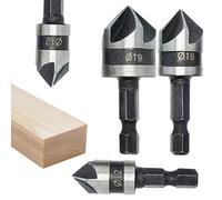 Broca avellanadora y chaflán, 3 piezas, 90 grados, acero al carbono, vástago hexagonal para avellanar, para carpintería, construcción de muebles y artesanía en madera