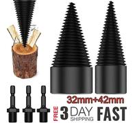 Broca cónica para partir madera de 32 mm y 42 mm, 3 mangos, compatible con taladros eléctricos para madera dura, blanda y bambú