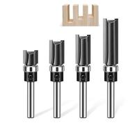 Broca cortadora de enrutador de dos flautas recta con cojinete, vástago de 1/4 de pulgada, diámetro de corte de 1/2, longitud de corte de 11,9-38 mm(4pc set(1/4 shank))