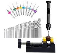 Broca de aguja, taladro de mano para miniaturas, juego de 60 piezas para taladro de mano con tornillo de aguja, taladro para hobby, taladro en miniatura, taladro de resina para manualidades en