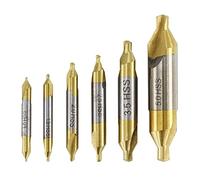 Broca de centrado HSS, Juego de 6 brocas centrales HSS con revestimiento TiN, 1,0-5,0 mm, avellanadores combinados 60 grados