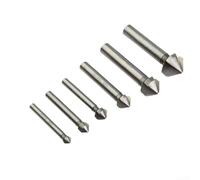 Broca de chaflán de 3 flautas, cortador de 90 grados para aluminio y acero HSS material para un uso duradero y eliminación eficiente de virutas (6 piezas)