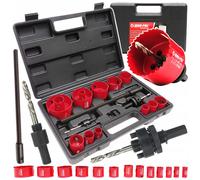 Broca de Corona Set HSS Bimetal Madera Metal Plástico 17tlg Ø19 - 76mm Maleta