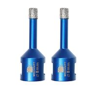 Broca de Diamante 8MM - BRSCHNITT Vacío Soldadura para gres Porcelánico Azulejo Cerámica Mármol Granito Taladrado, adecuado para amoladoras M14 angulares （2 Piezas）