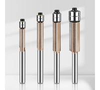 Broca de doble rodamiento con vástago de 1/4 pulgadas, cortador de aleación de carburo de 3 dientes para carpintería, compatible con enrutadores y máquinas de grabado (4 piezas de mango de 1/4)