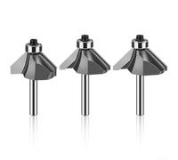 Broca de enrutador de 45 grados con rodamiento, vástago de 1/2 pulgada para grabado y recorte, 1 pieza (12 mm x 44,5 mm)