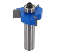 Broca de enrutador de ranura en T con punta de carburo de 12 mm, vástago de 3 alas con rodamiento para rejuvenecer alerones en carpintería y fabricación de armarios (10 mm)
