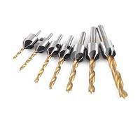Broca de fresa de madera, 7 fresas de biselado de 3 a 10 mm, mechas de madera fresa, madera cónica de acero de alta velocidad con llave hexagonal gratuita para perforar desbarbado de biselado
